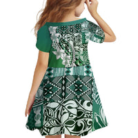 Aloha Vintage Plumeria Hawaiian Tapa Pattern Family Matching Tank Maxi Dress and Hawaiian Shirt Green Hawaiian Tapa Pattern LT9 - Polynesian Pride
