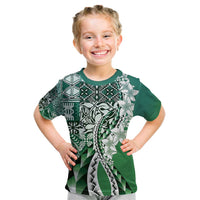 Aloha Vintage Plumeria Hawaiian Tapa Pattern Kid T Shirt Green Hawaiian Tapa Pattern LT9 Green - Polynesian Pride