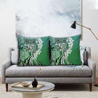 Aloha Vintage Plumeria Hawaiian Tapa Pattern Pillow Cover Green Hawaiian Tapa Pattern - Polynesian Pride