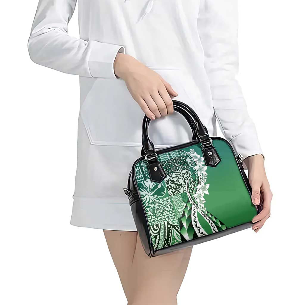 Aloha Vintage Plumeria Hawaiian Tapa Pattern Shoulder Handbag Green Hawaiian Tapa Pattern - Polynesian Pride