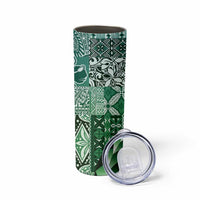 Aloha Vintage Plumeria Hawaiian Tapa Pattern Skinny Tumbler Green Hawaiian Tapa Pattern LT9 - Polynesian Pride