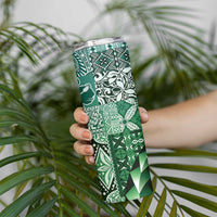 Aloha Vintage Plumeria Hawaiian Tapa Pattern Skinny Tumbler Green Hawaiian Tapa Pattern LT9 - Polynesian Pride