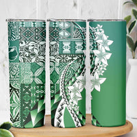 Aloha Vintage Plumeria Hawaiian Tapa Pattern Skinny Tumbler Green Hawaiian Tapa Pattern LT9 - Polynesian Pride