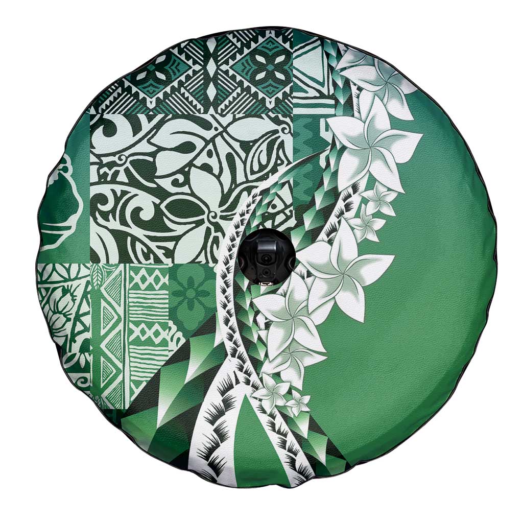 Aloha Vintage Plumeria Hawaiian Tapa Pattern Spare Tire Cover Green Hawaiian Tapa Pattern - Polynesian Pride