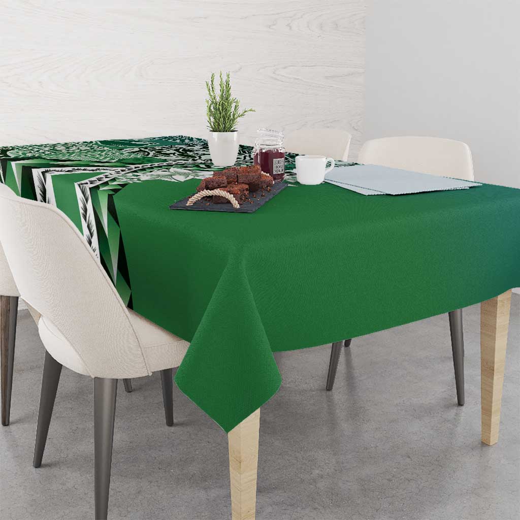 Aloha Vintage Plumeria Hawaiian Tapa Pattern Tablecloth Green Hawaiian Tapa Pattern - Polynesian Pride