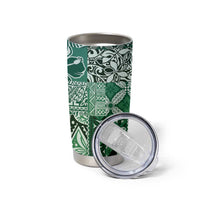 Aloha Vintage Plumeria Hawaiian Tapa Pattern Tumbler Cup Green Hawaiian Tapa Pattern - Polynesian Pride