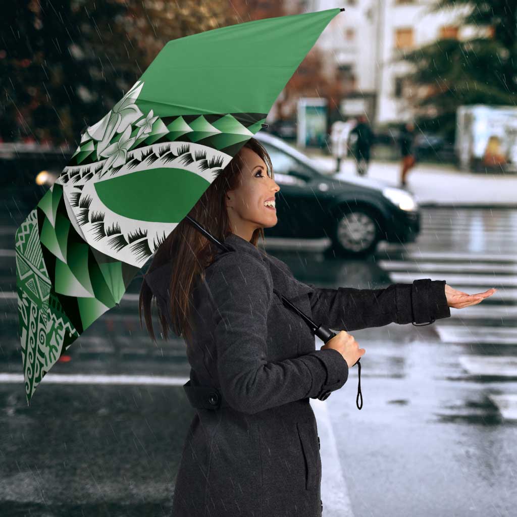 Aloha Vintage Plumeria Hawaiian Tapa Pattern Umbrella Green Hawaiian Tapa Pattern - Polynesian Pride