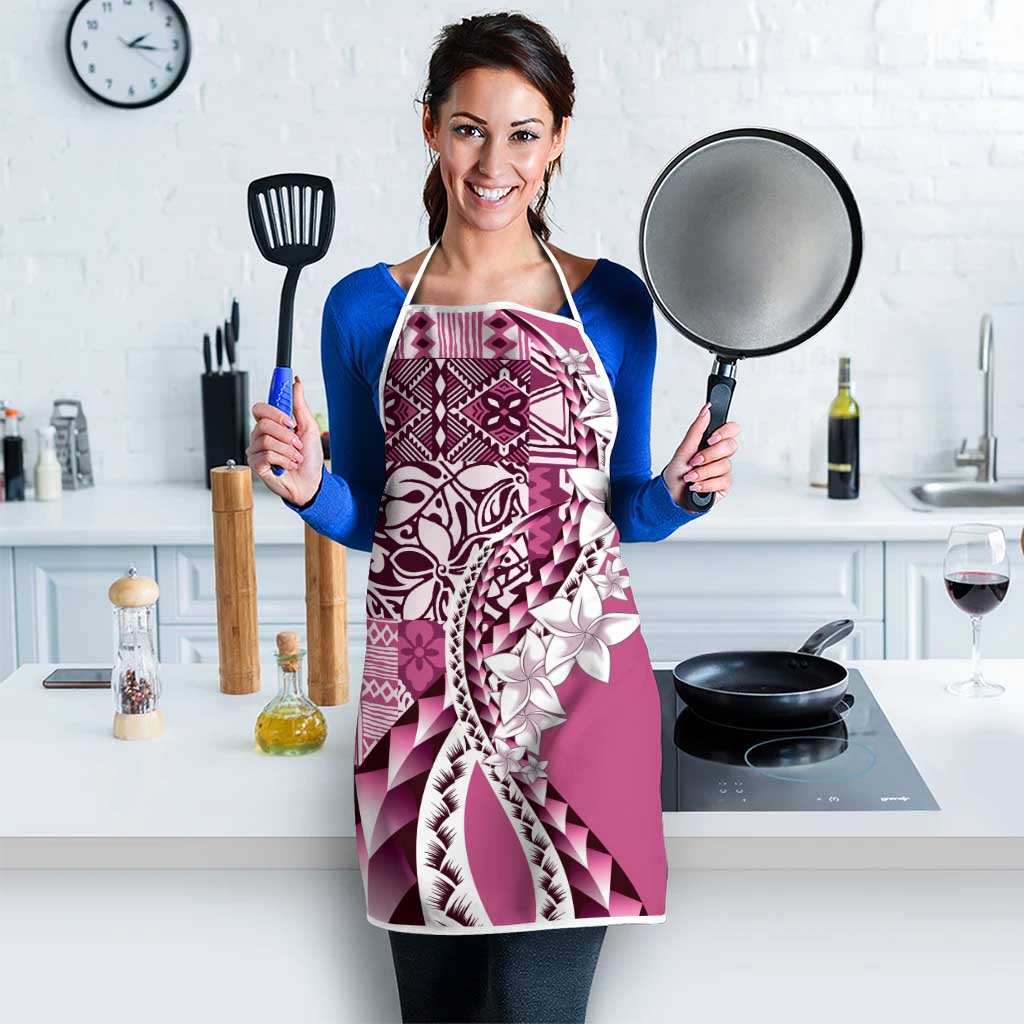 Aloha Vintage Plumeria Hawaiian Tapa Pattern Apron Pink Hawaiian Tapa Pattern - Polynesian Pride