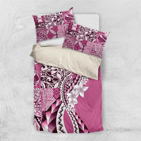 Aloha Vintage Plumeria Hawaiian Tapa Pattern Bedding Set Pink Hawaiian Tapa Pattern LT9 US Twin 172cm x 218cm Pink - Polynesian Pride