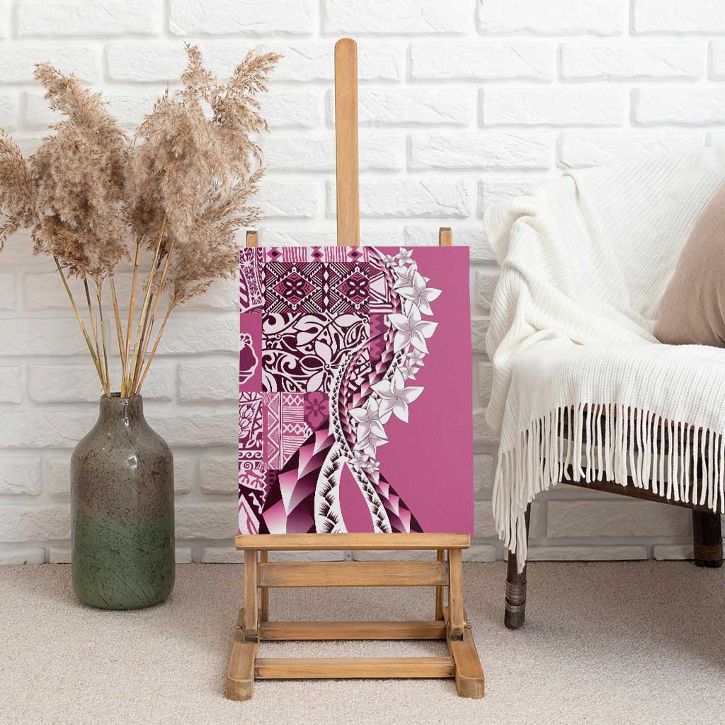 Aloha Vintage Plumeria Hawaiian Tapa Pattern Canvas Wall Art Pink Hawaiian Tapa Pattern - Polynesian Pride