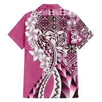Aloha Vintage Plumeria Hawaiian Tapa Pattern Family Matching Long Sleeve Bodycon Dress and Hawaiian Shirt Pink Hawaiian Tapa Pattern LT9 - Polynesian Pride