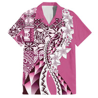 Aloha Vintage Plumeria Hawaiian Tapa Pattern Family Matching Summer Maxi Dress and Hawaiian Shirt Pink Hawaiian Tapa Pattern LT9 Dad's Shirt - Short Sleeve Pink - Polynesian Pride
