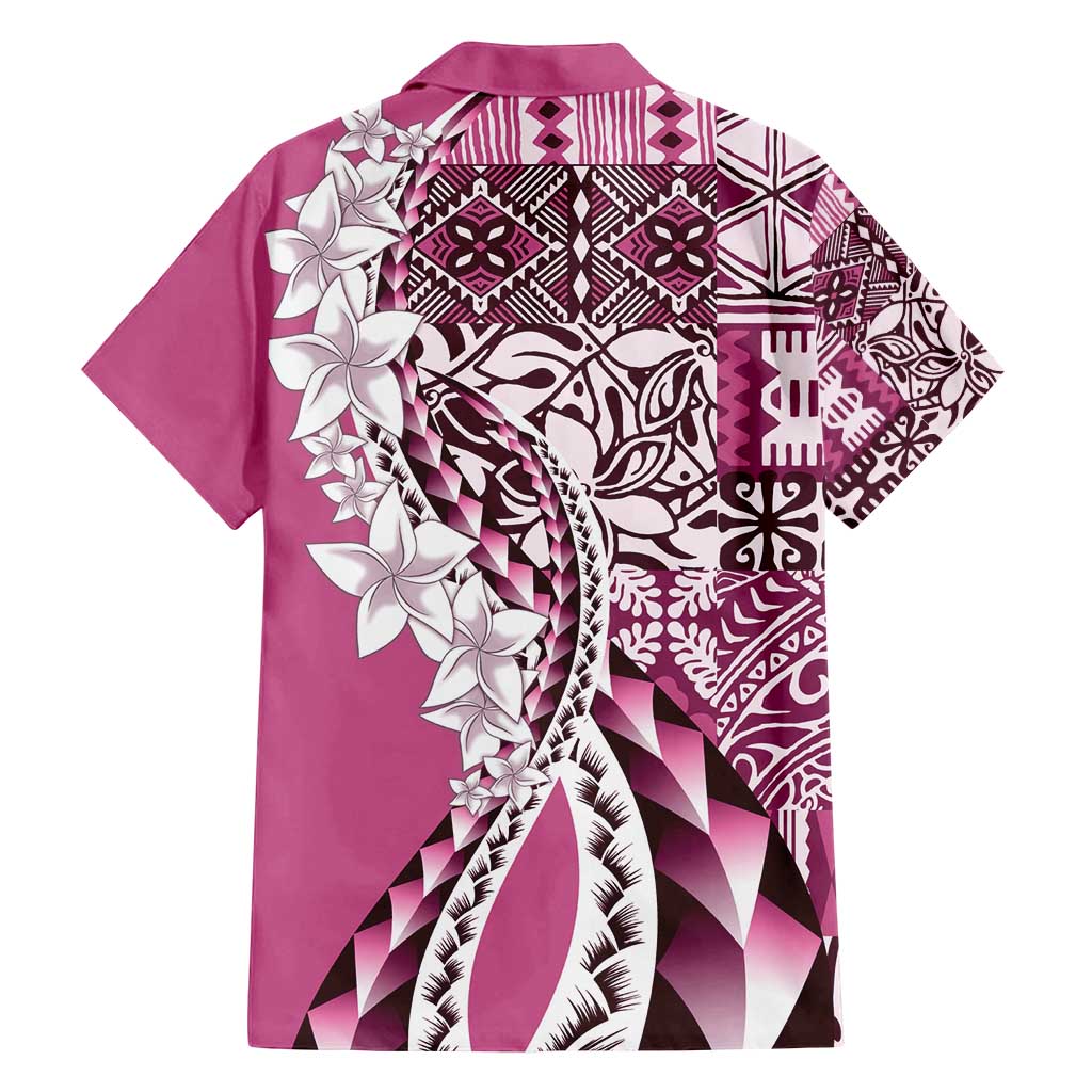 Aloha Vintage Plumeria Hawaiian Tapa Pattern Family Matching Tank Maxi Dress and Hawaiian Shirt Pink Hawaiian Tapa Pattern LT9 - Polynesian Pride