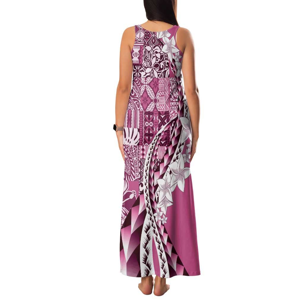 Aloha Vintage Plumeria Hawaiian Tapa Pattern Family Matching Tank Maxi Dress and Hawaiian Shirt Pink Hawaiian Tapa Pattern LT9 - Polynesian Pride
