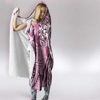 Aloha Vintage Plumeria Hawaiian Tapa Pattern Hooded Blanket Pink Hawaiian Tapa Pattern - Polynesian Pride
