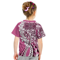 Aloha Vintage Plumeria Hawaiian Tapa Pattern Kid T Shirt Pink Hawaiian Tapa Pattern LT9 - Polynesian Pride