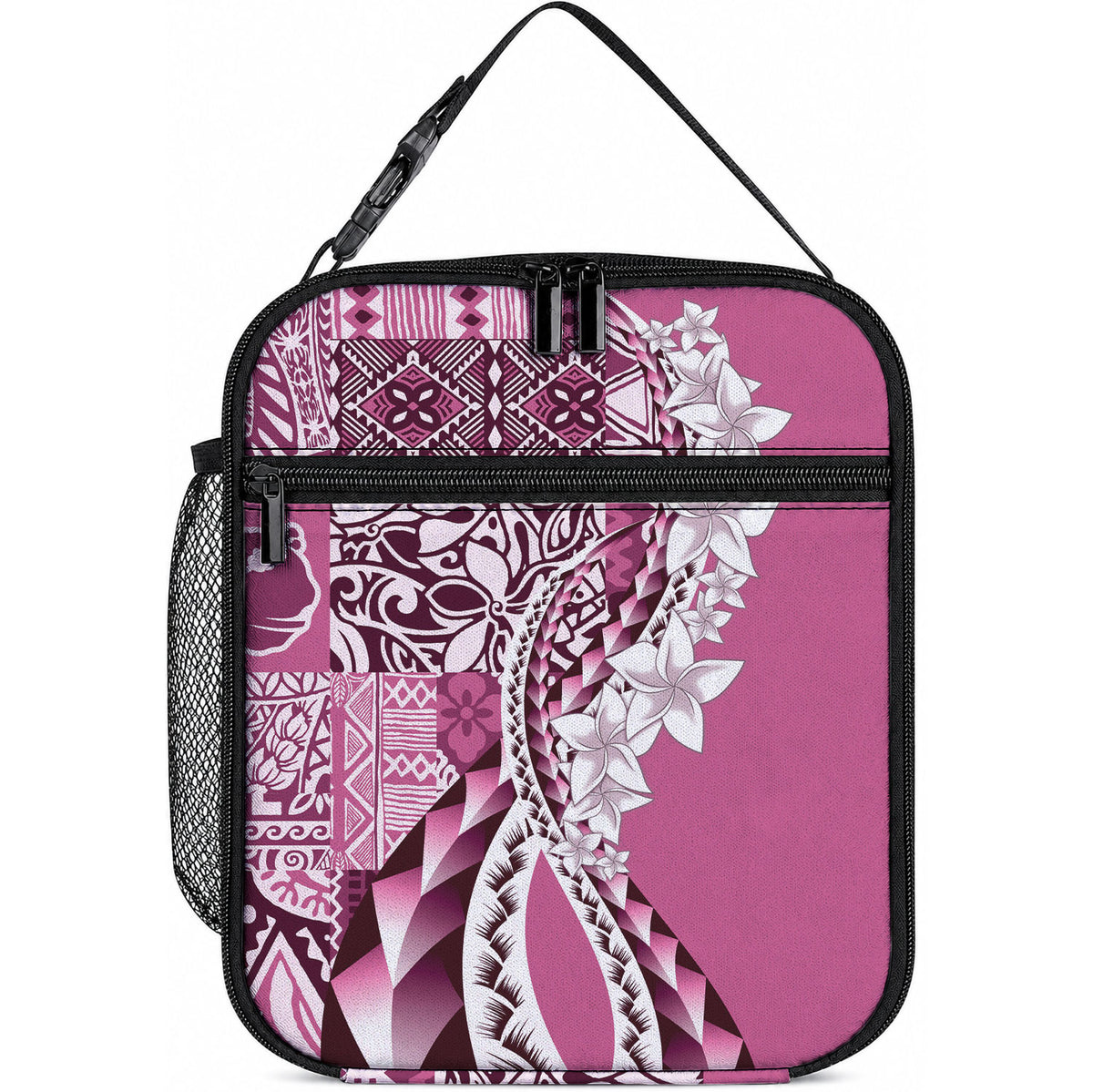 Aloha Vintage Plumeria Hawaiian Tapa Pattern Lunch Bag Pink Hawaiian Tapa Pattern LT9 10.2 × 8.3 × 4.3 inch Pink - Polynesian Pride