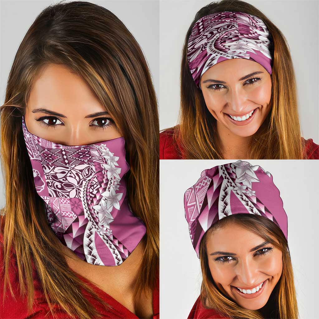 Aloha Vintage Plumeria Hawaiian Tapa Pattern Neck Gaiter Pink Hawaiian Tapa Pattern - Polynesian Pride