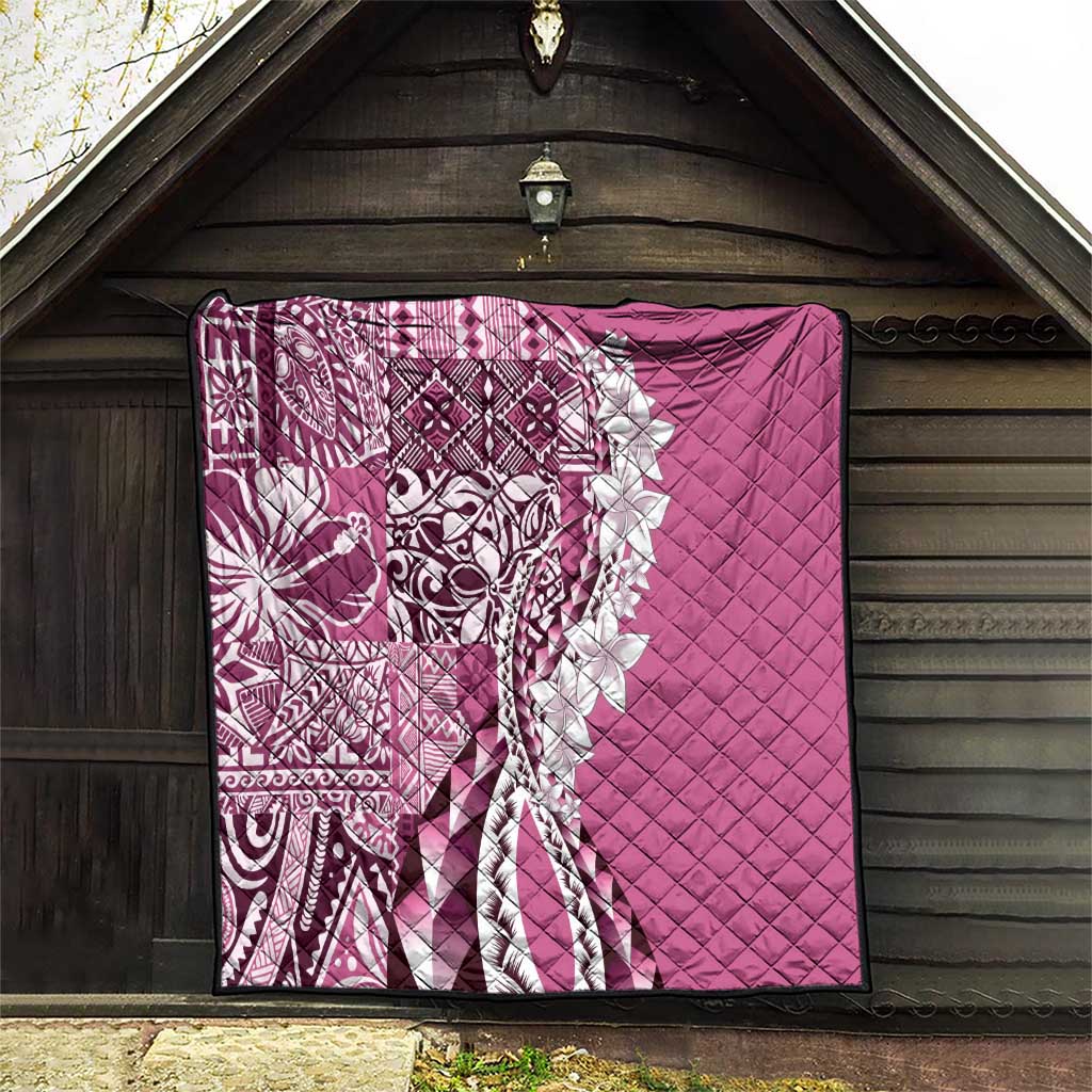 Aloha Vintage Plumeria Hawaiian Tapa Pattern Quilt Pink Hawaiian Tapa Pattern - Polynesian Pride