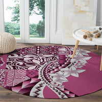 Aloha Vintage Plumeria Hawaiian Tapa Pattern Round Carpet Pink Hawaiian Tapa Pattern - Polynesian Pride