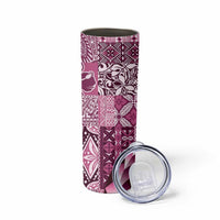Aloha Vintage Plumeria Hawaiian Tapa Pattern Skinny Tumbler Pink Hawaiian Tapa Pattern LT9 - Polynesian Pride