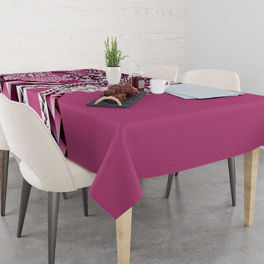 Aloha Vintage Plumeria Hawaiian Tapa Pattern Tablecloth Pink Hawaiian Tapa Pattern - Polynesian Pride