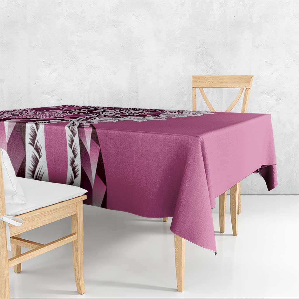 Aloha Vintage Plumeria Hawaiian Tapa Pattern Tablecloth Pink Hawaiian Tapa Pattern - Polynesian Pride