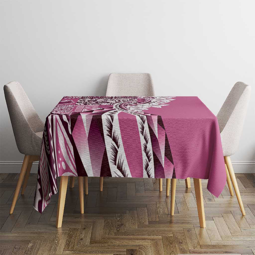 Aloha Vintage Plumeria Hawaiian Tapa Pattern Tablecloth Pink Hawaiian Tapa Pattern - Polynesian Pride