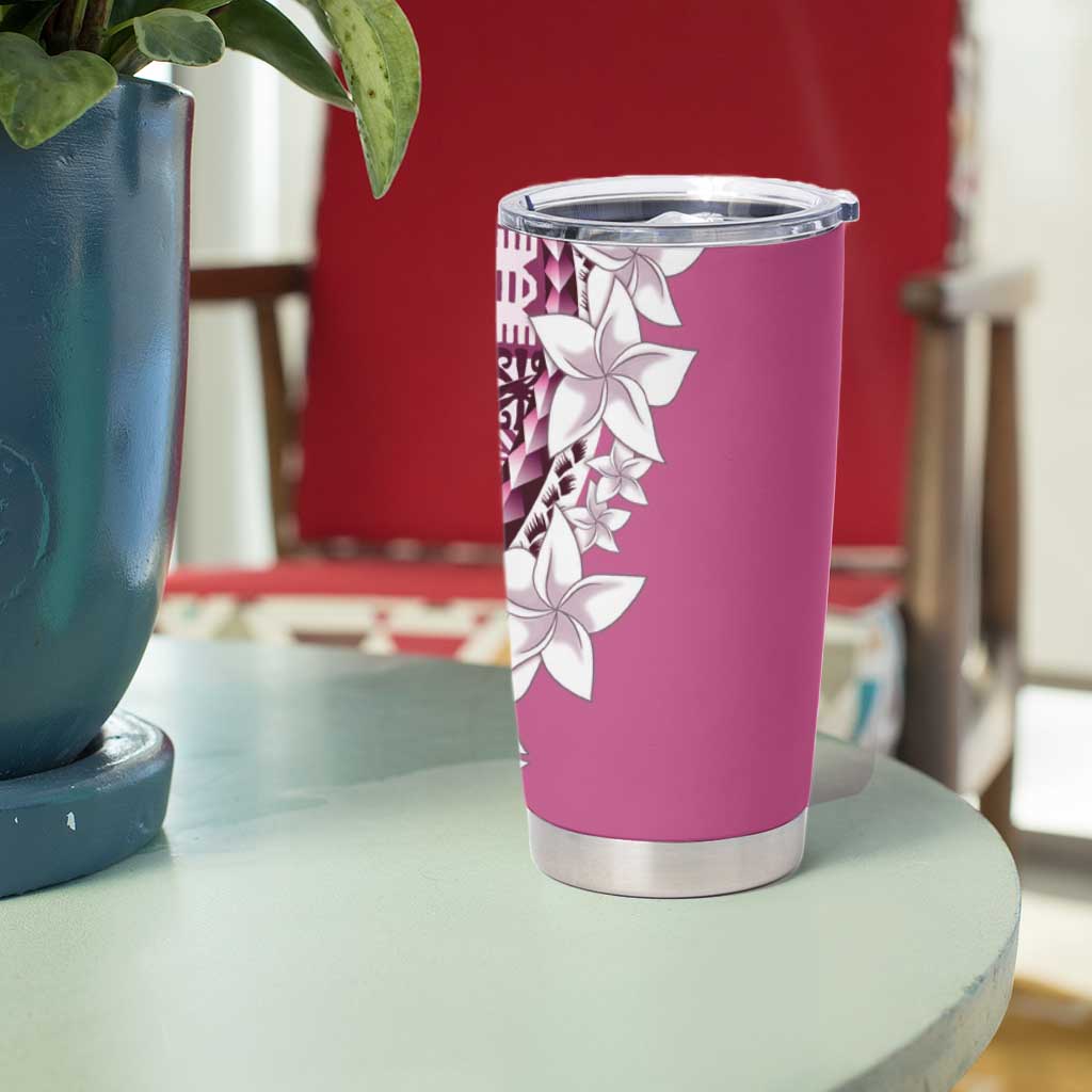 Aloha Vintage Plumeria Hawaiian Tapa Pattern Tumbler Cup Pink Hawaiian Tapa Pattern - Polynesian Pride