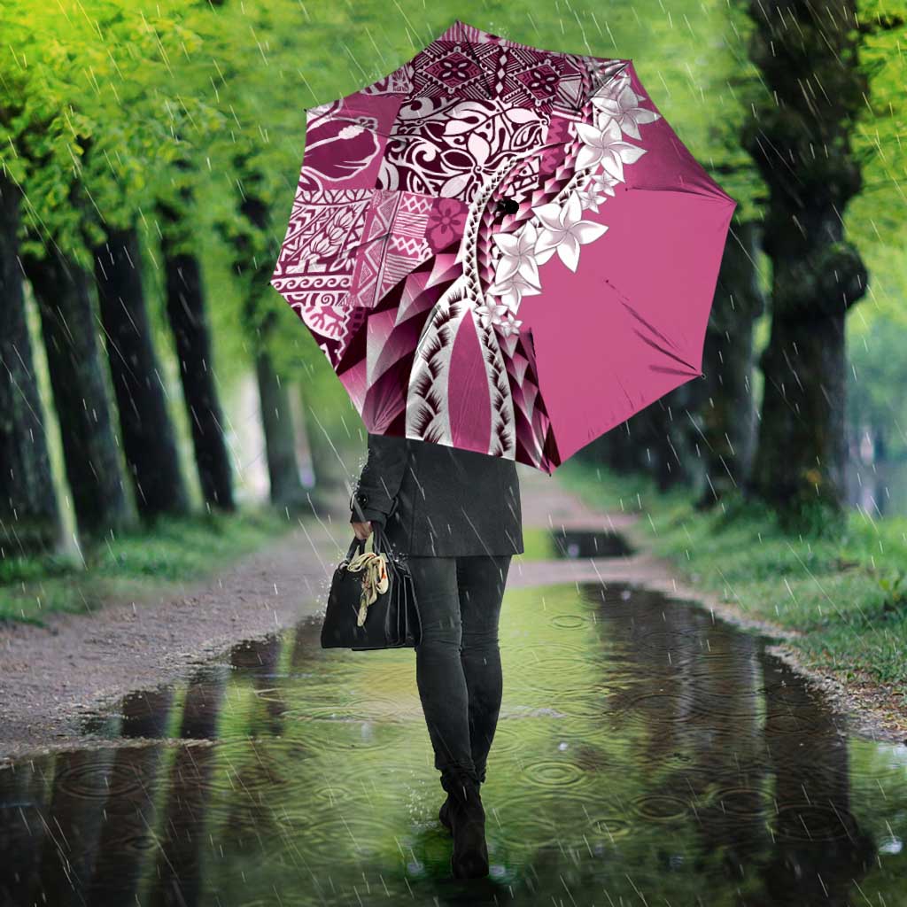Aloha Vintage Plumeria Hawaiian Tapa Pattern Umbrella Pink Hawaiian Tapa Pattern - Polynesian Pride