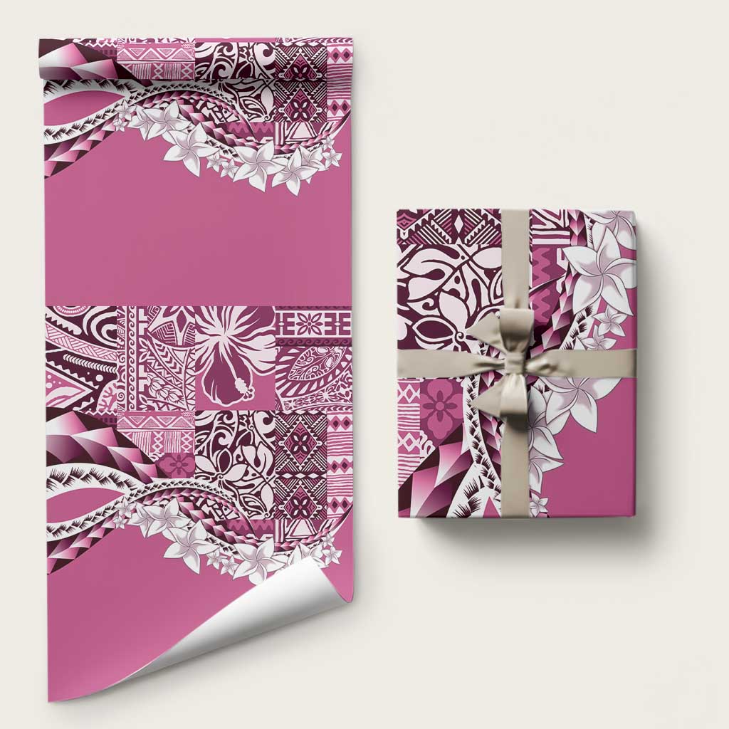 Aloha Vintage Plumeria Hawaiian Tapa Pattern Wrapping Paper Pink Hawaiian Tapa Pattern LT9 58" × 23" Pink - Polynesian Pride