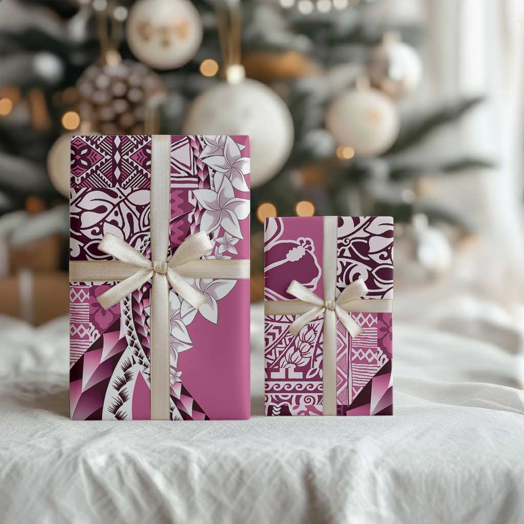 Aloha Vintage Plumeria Hawaiian Tapa Pattern Wrapping Paper Pink Hawaiian Tapa Pattern LT9 - Polynesian Pride