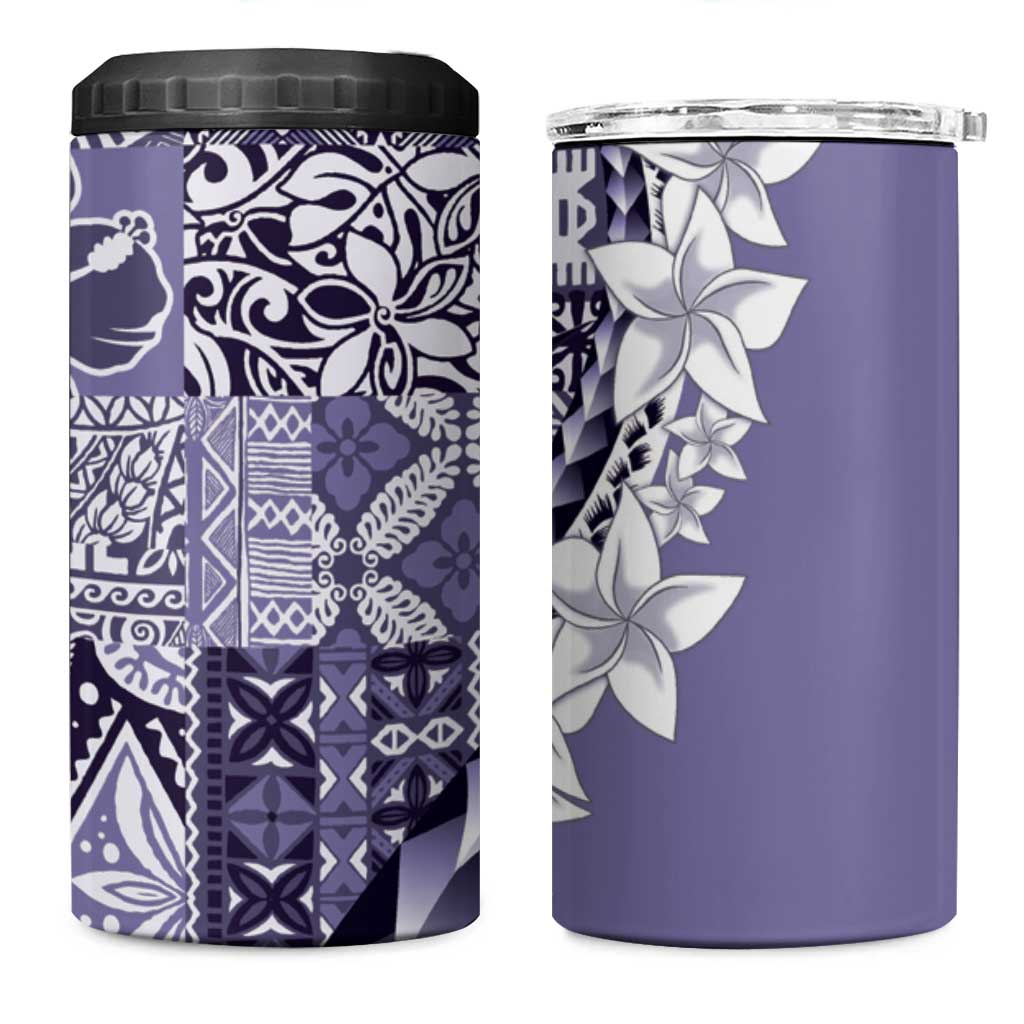 Aloha Vintage Plumeria Hawaiian Tapa Pattern 4 in 1 Can Cooler Tumbler Purple Hawaiian Tapa Pattern LT9 One Size: 16 oz Purple - Polynesian Pride