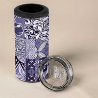Aloha Vintage Plumeria Hawaiian Tapa Pattern 4 in 1 Can Cooler Tumbler Purple Hawaiian Tapa Pattern LT9 - Polynesian Pride