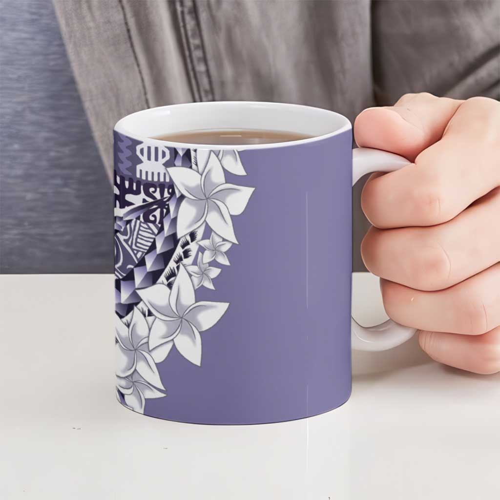 Aloha Vintage Plumeria Hawaiian Tapa Pattern Ceramic Mug Purple Hawaiian Tapa Pattern - Polynesian Pride