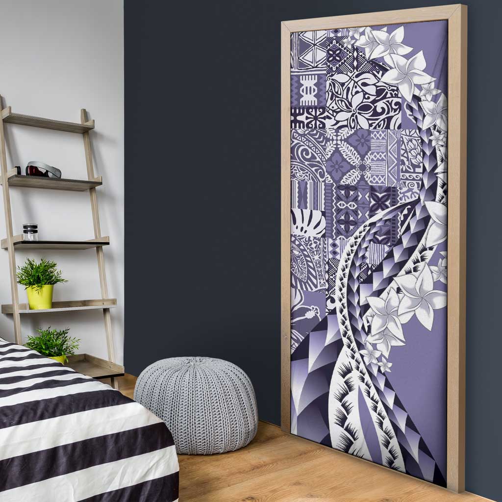 Aloha Vintage Plumeria Hawaiian Tapa Pattern Door Cover Purple Hawaiian Tapa Pattern - Polynesian Pride
