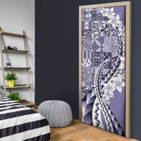 Aloha Vintage Plumeria Hawaiian Tapa Pattern Door Cover Purple Hawaiian Tapa Pattern - Polynesian Pride