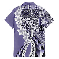 Aloha Vintage Plumeria Hawaiian Tapa Pattern Family Matching Off The Shoulder Long Sleeve Dress and Hawaiian Shirt Purple Hawaiian Tapa Pattern LT9 - Polynesian Pride