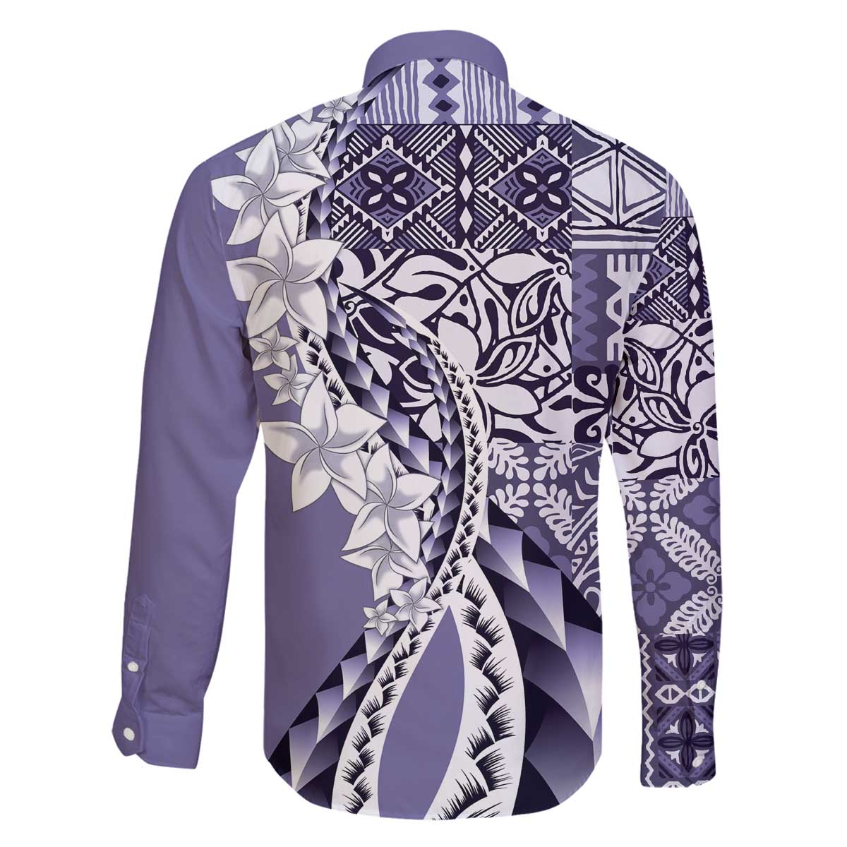 Aloha Vintage Plumeria Hawaiian Tapa Pattern Family Matching Off The Shoulder Long Sleeve Dress and Hawaiian Shirt Purple Hawaiian Tapa Pattern LT9 - Polynesian Pride