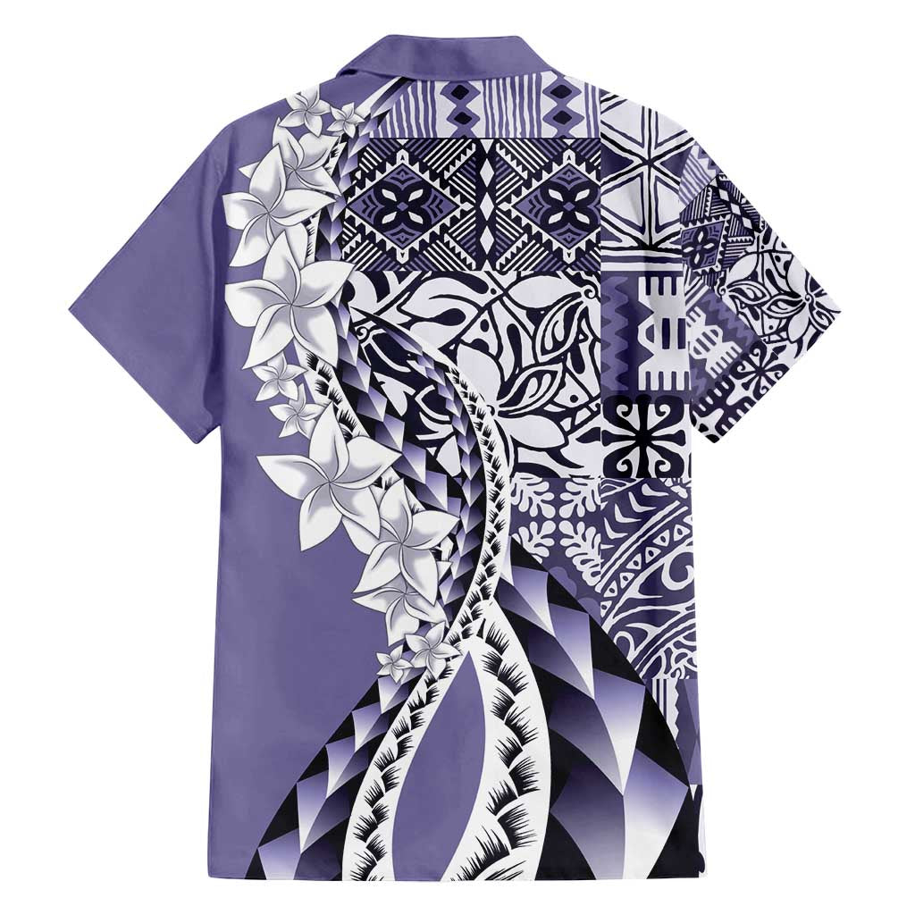 Aloha Vintage Plumeria Hawaiian Tapa Pattern Family Matching Off Shoulder Maxi Dress and Hawaiian Shirt Purple Hawaiian Tapa Pattern LT9 - Polynesian Pride