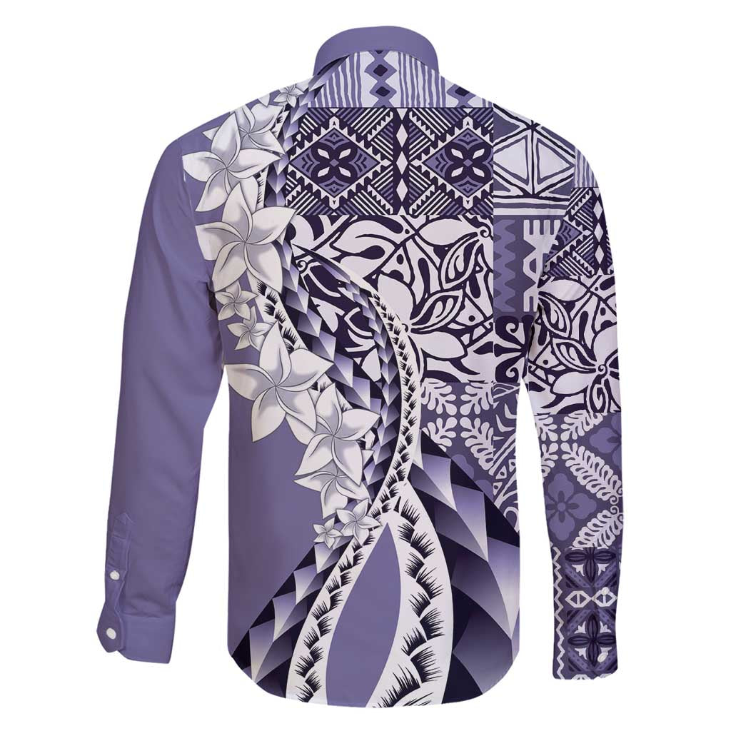 Aloha Vintage Plumeria Hawaiian Tapa Pattern Family Matching Puletasi and Hawaiian Shirt Purple Hawaiian Tapa Pattern LT9 - Polynesian Pride