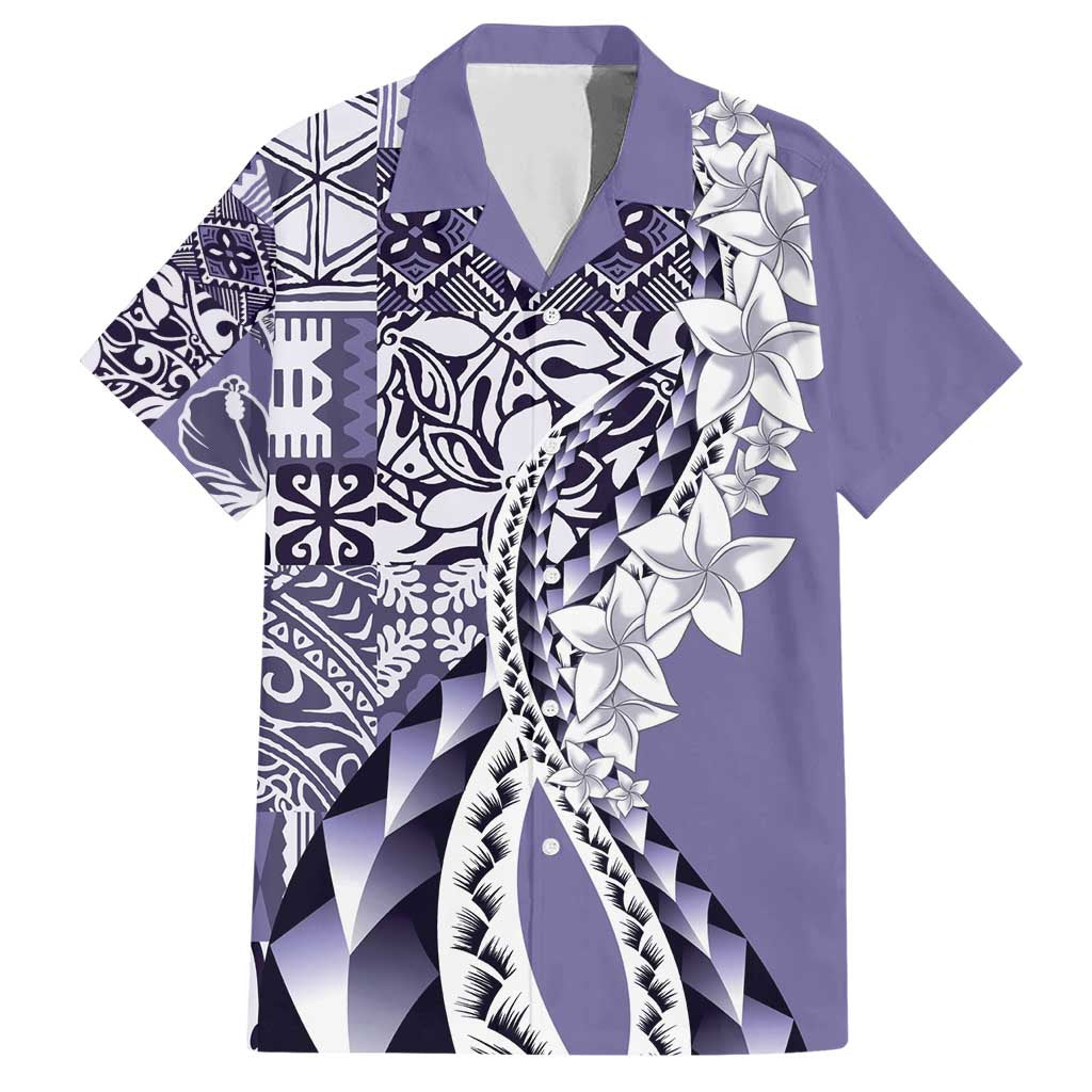 Aloha Vintage Plumeria Hawaiian Tapa Pattern Family Matching Short Sleeve Bodycon Dress and Hawaiian Shirt Purple Hawaiian Tapa Pattern LT9 Dad's Shirt - Short Sleeve Purple - Polynesian Pride