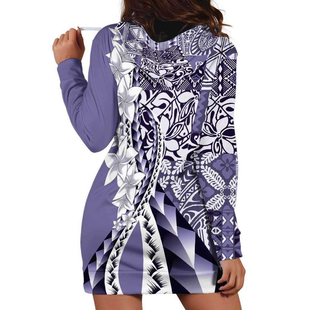 Aloha Vintage Plumeria Hawaiian Tapa Pattern Hoodie Dress Purple Hawaiian Tapa Pattern LT9 - Polynesian Pride