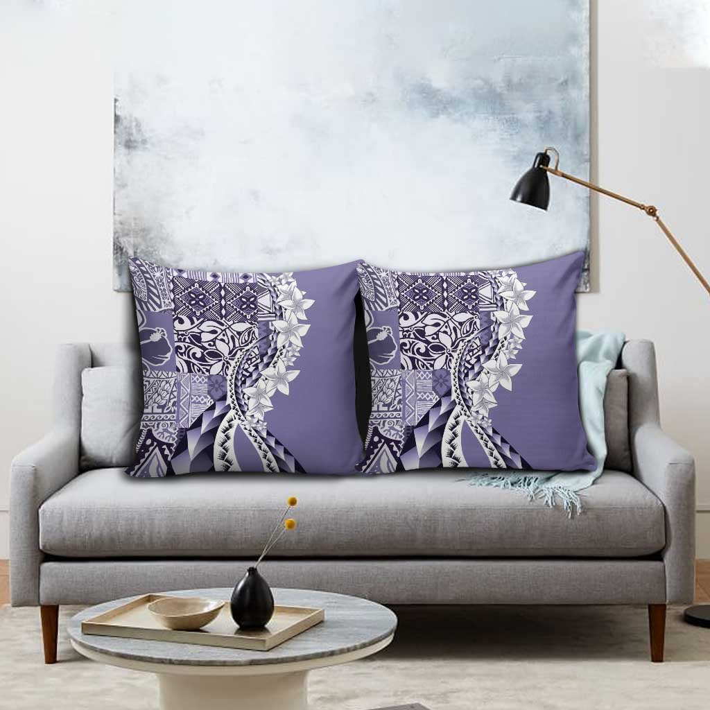 Aloha Vintage Plumeria Hawaiian Tapa Pattern Pillow Cover Purple Hawaiian Tapa Pattern - Polynesian Pride