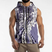 Aloha Vintage Plumeria Hawaiian Tapa Pattern Sleeveless Zip Hoodie Purple Hawaiian Tapa Pattern LT9