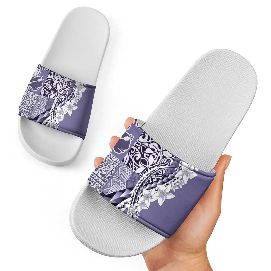 Aloha Vintage Plumeria Hawaiian Tapa Pattern Slide Sandals Purple Hawaiian Tapa Pattern - Polynesian Pride