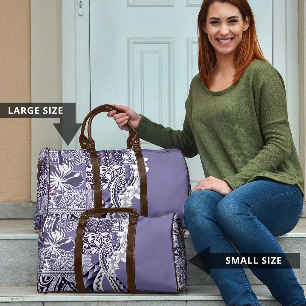 Aloha Vintage Plumeria Hawaiian Tapa Pattern Travel Bag Purple Hawaiian Tapa Pattern - Polynesian Pride