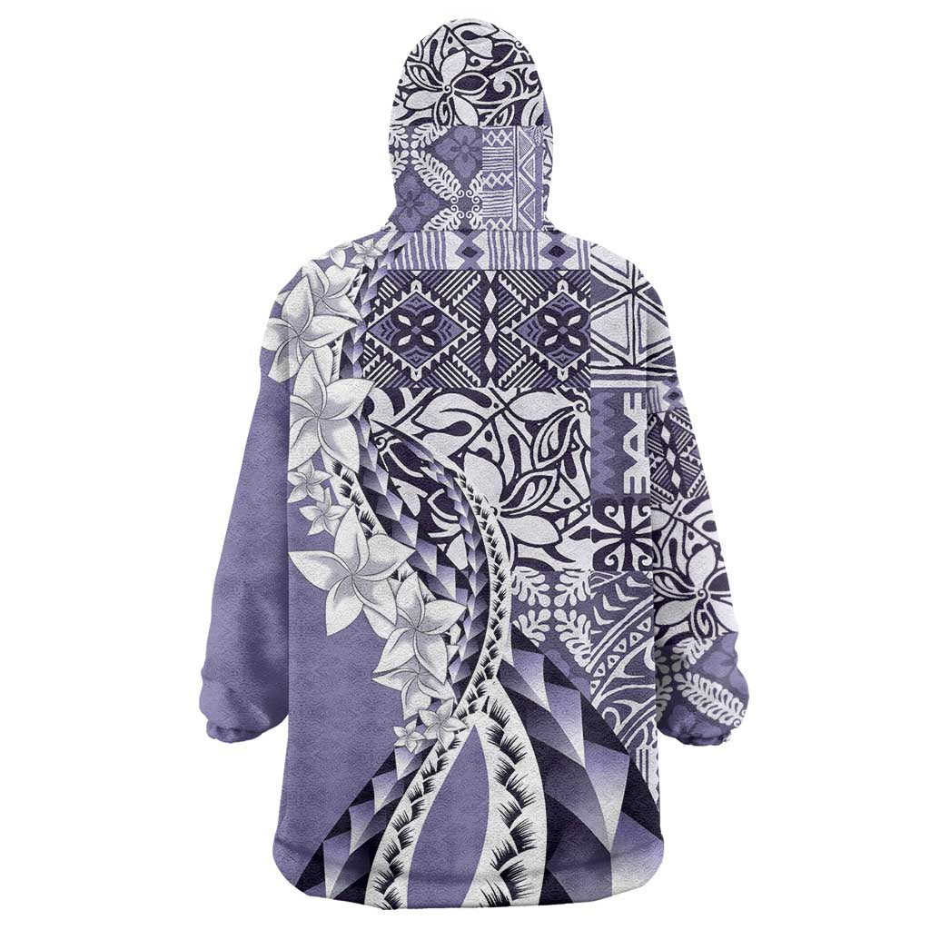 Aloha Vintage Plumeria Hawaiian Tapa Pattern Wearable Blanket Hoodie Purple Hawaiian Tapa Pattern LT9 - Polynesian Pride