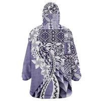 Aloha Vintage Plumeria Hawaiian Tapa Pattern Wearable Blanket Hoodie Purple Hawaiian Tapa Pattern LT9 - Polynesian Pride