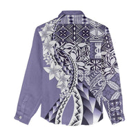 Aloha Vintage Plumeria Hawaiian Tapa Pattern Women Casual Shirt Purple Hawaiian Tapa Pattern - Polynesian Pride